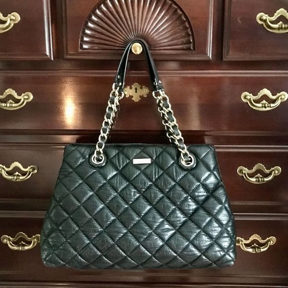 Kate Spade Black Quilted Handbag, Large, EUC - Picture 1 of 8